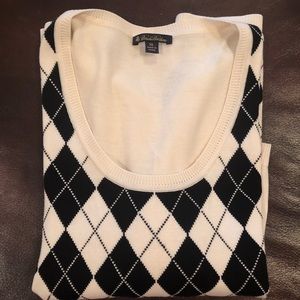 Brooks Brothers cream and black argyle sweater